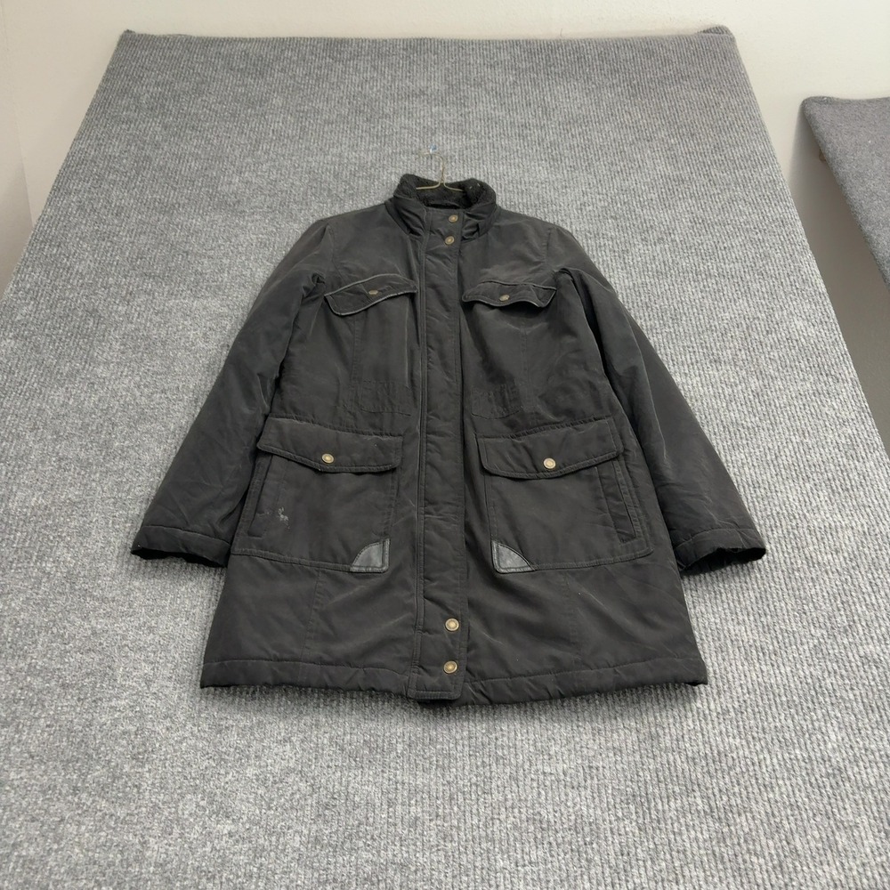 Lauren Ralph Lauren Jacket Womens S Black Polyester Faux Sherpa Parka Utility